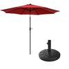 Villacera 9-Foot Outdoor Patio Umbrella with Base, Red 83-OUT5445B